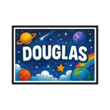 Douglas Name Art - Space Explorers personalized wall print for kids