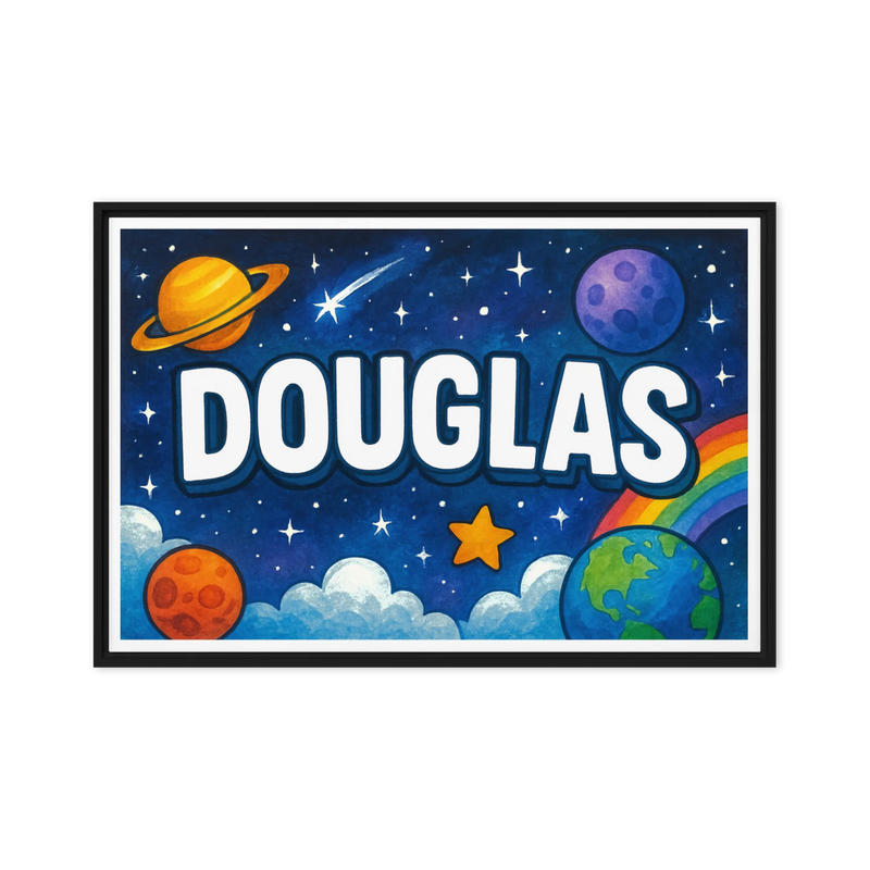 Douglas Name Art - Space Explorers personalized wall print for kids