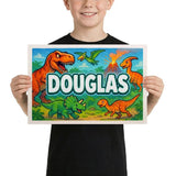 Douglas Name Art - Dinosaur Adventure personalized wall print for kids
