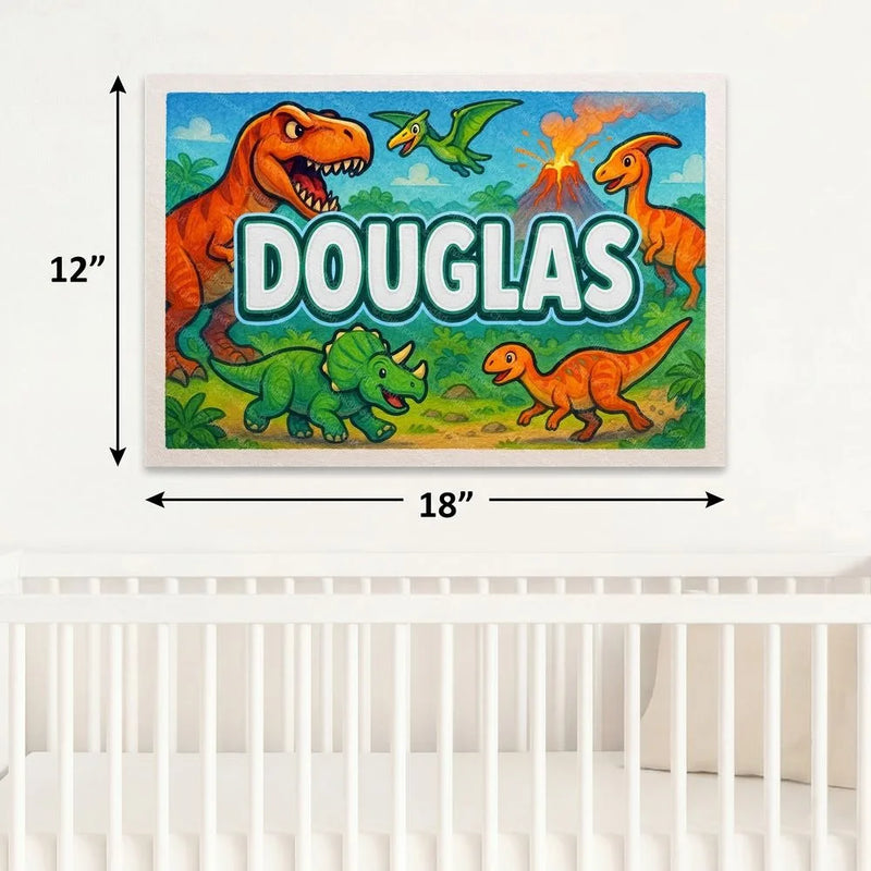 Douglas Name Art - Dinosaur Adventure personalized wall print for kids