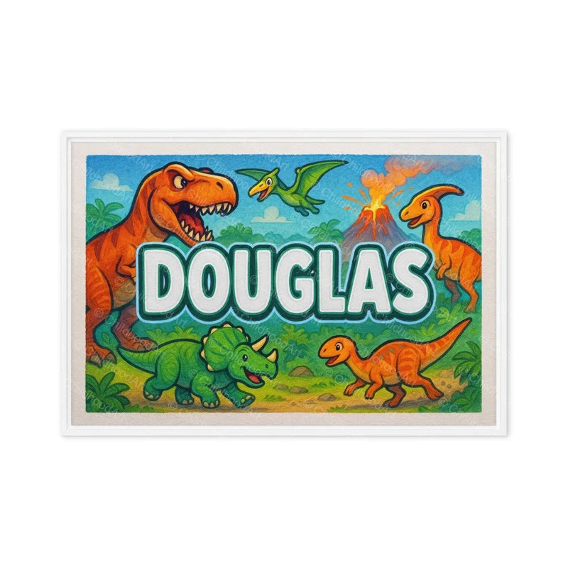 Douglas Name Art - Dinosaur Adventure personalized wall print for kids