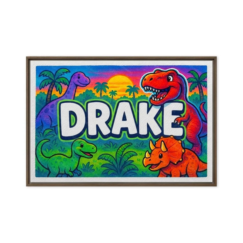 Drake Name Art - Dinosaur Adventure personalized wall print for kids