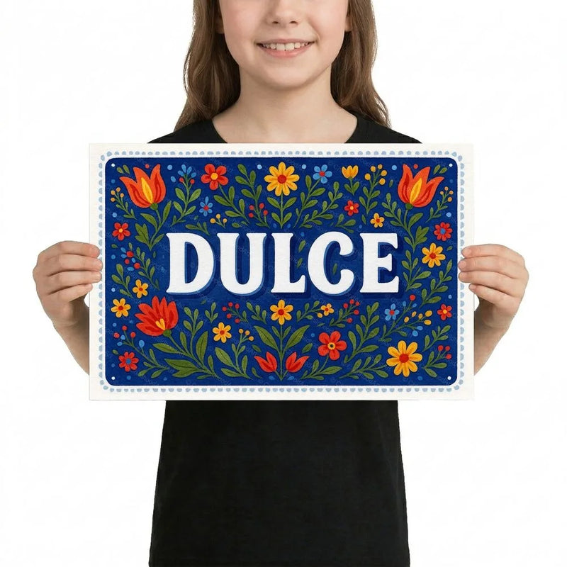 Dulce Name Art - Floral Farmhouse personalized wall print for kids