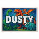 Dusty Name Art - Dinosaur Adventure personalized wall print for kids