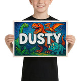 Dusty Name Art - Dinosaur Adventure personalized wall print for kids