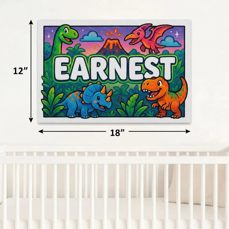 Earnest Name Art - Dinosaur Adventure personalized wall print for kids