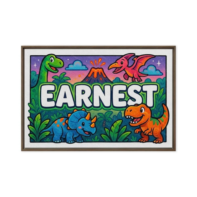 Earnest Name Art - Dinosaur Adventure personalized wall print for kids