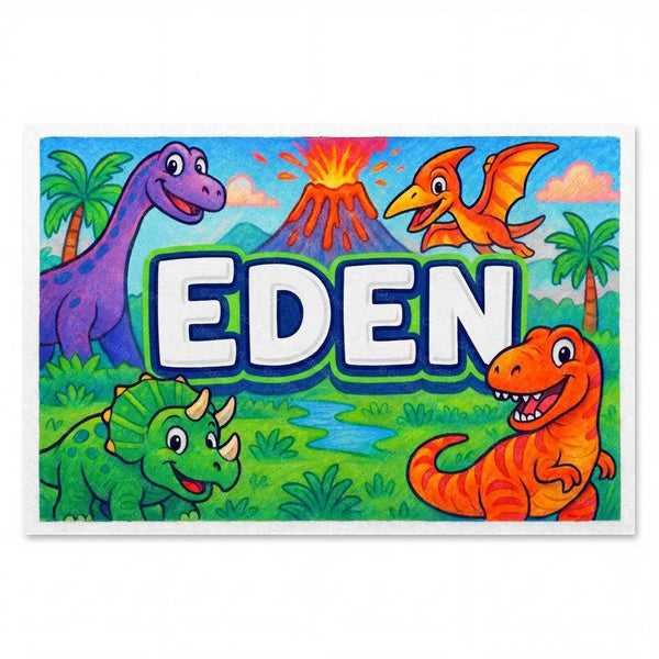 Eden Name Art - Dinosaur Adventure Personalized Wall Art
