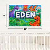Eden Name Art - Dinosaur Adventure personalized wall print for kids