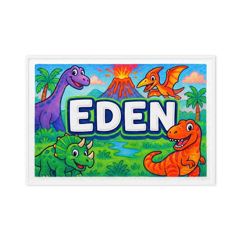 Eden Name Art - Dinosaur Adventure personalized wall print for kids