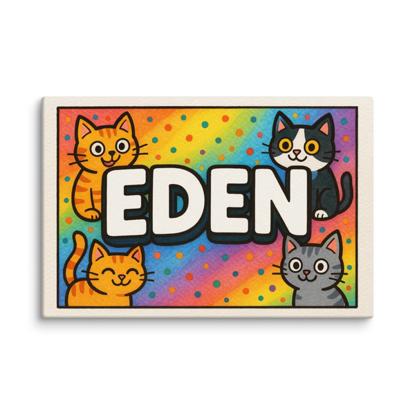 Eden Name Art - Colorful Cats Personalized Wall Art
