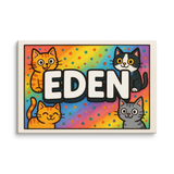 Eden Name Art - Colorful Cats personalized wall print for kids