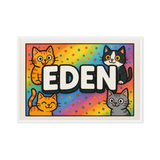 Eden Name Art - Colorful Cats personalized wall print for kids