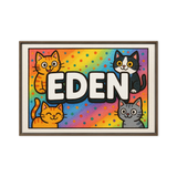 Eden Name Art - Colorful Cats personalized wall print for kids