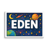 Eden Name Art - Space Explorers personalized wall print for kids