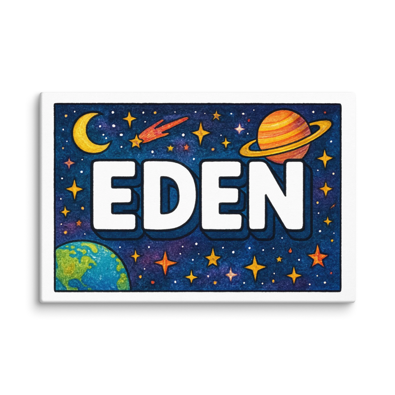 Eden Name Art - Space Explorers personalized wall print for kids