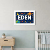 Eden Name Art - Space Explorers personalized wall print for kids