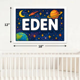 Eden Name Art - Space Explorers personalized wall print for kids