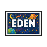 Eden Name Art - Space Explorers personalized wall print for kids