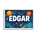 Edgar Name Art - Space Explorers personalized wall print for kids