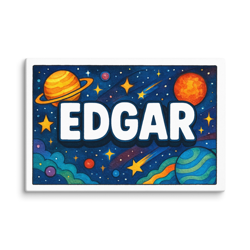 Edgar Name Art - Space Explorers personalized wall print for kids