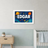 Edgar Name Art - Space Explorers personalized wall print for kids
