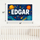 Edgar Name Art - Space Explorers personalized wall print for kids