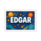 Edgar Name Art - Space Explorers personalized wall print for kids