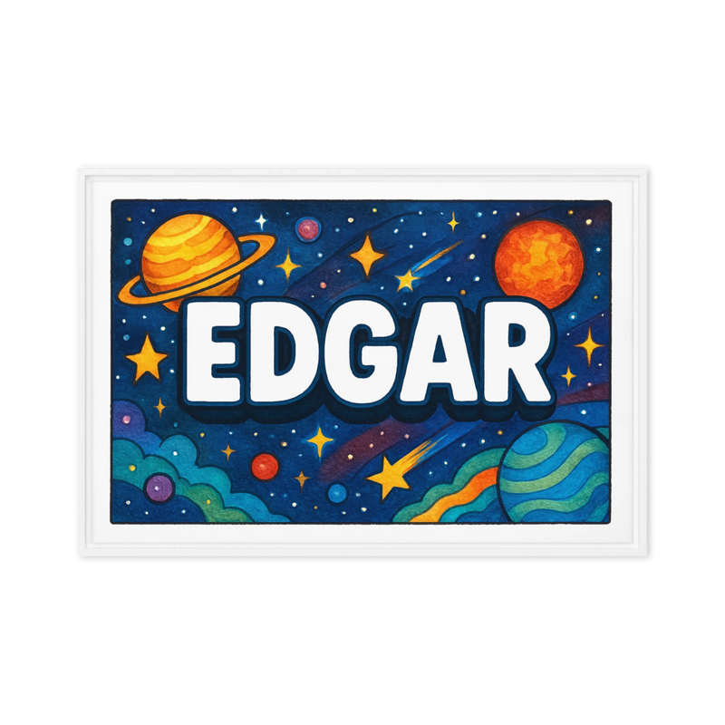 Edgar Name Art - Space Explorers personalized wall print for kids