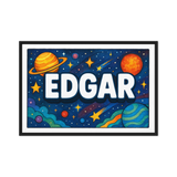 Edgar Name Art - Space Explorers personalized wall print for kids
