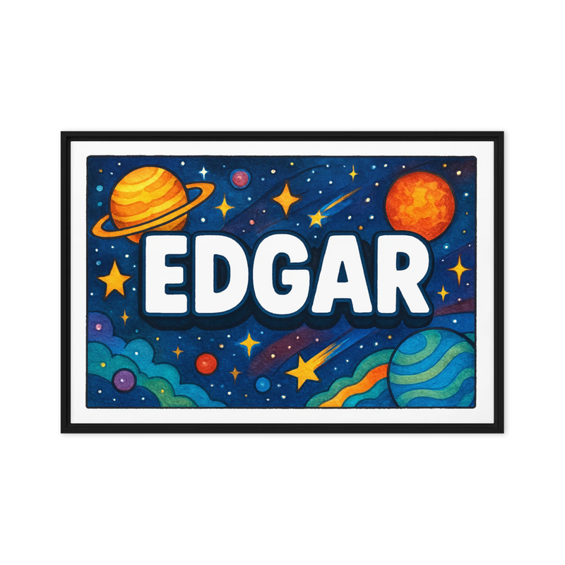Edgar Name Art - Space Explorers personalized wall print for kids