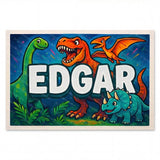 Edgar Name Art - Dinosaur Adventure personalized wall print for kids