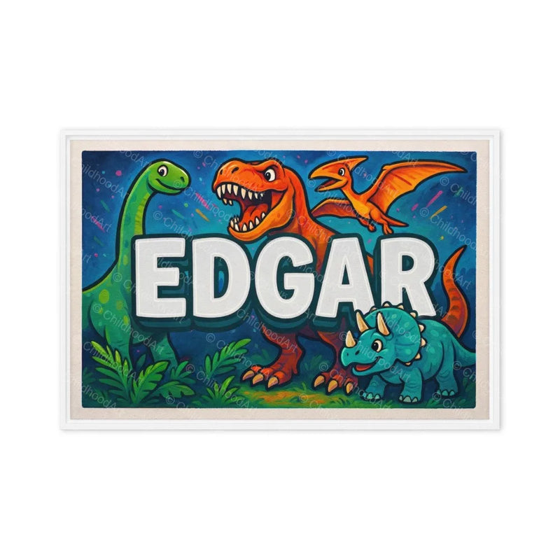 Edgar Name Art - Dinosaur Adventure personalized wall print for kids