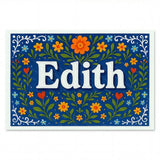 Edith Name Art - Floral Farmhouse personalized wall print for kids
