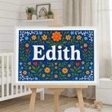 Edith Name Art - Floral Farmhouse personalized wall print for kids