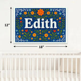 Edith Name Art - Floral Farmhouse personalized wall print for kids