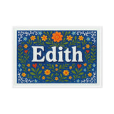 Edith Name Art - Floral Farmhouse personalized wall print for kids