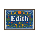 Edith Name Art - Floral Farmhouse personalized wall print for kids