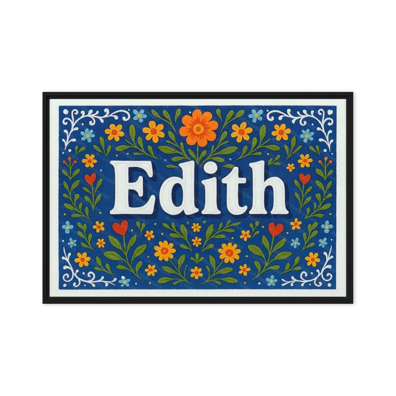 Edith Name Art - Floral Farmhouse personalized wall print for kids
