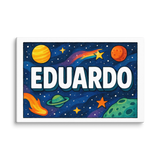Eduardo Name Art - Space Explorers personalized wall print for kids