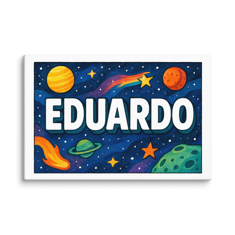 Eduardo Name Art - Space Explorers personalized wall print for kids