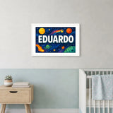 Eduardo Name Art - Space Explorers personalized wall print for kids