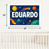 Eduardo Name Art - Space Explorers personalized wall print for kids