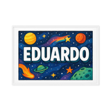 Eduardo Name Art - Space Explorers personalized wall print for kids