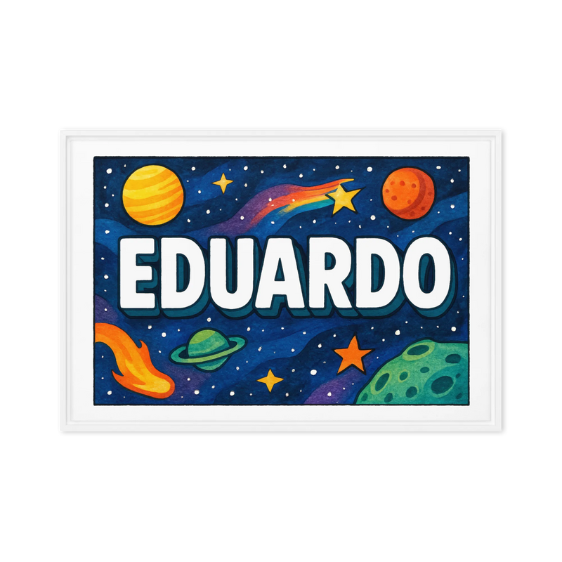 Eduardo Name Art - Space Explorers personalized wall print for kids