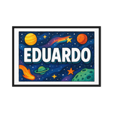 Eduardo Name Art - Space Explorers personalized wall print for kids