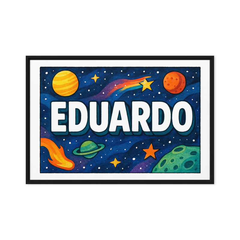 Eduardo Name Art - Space Explorers personalized wall print for kids