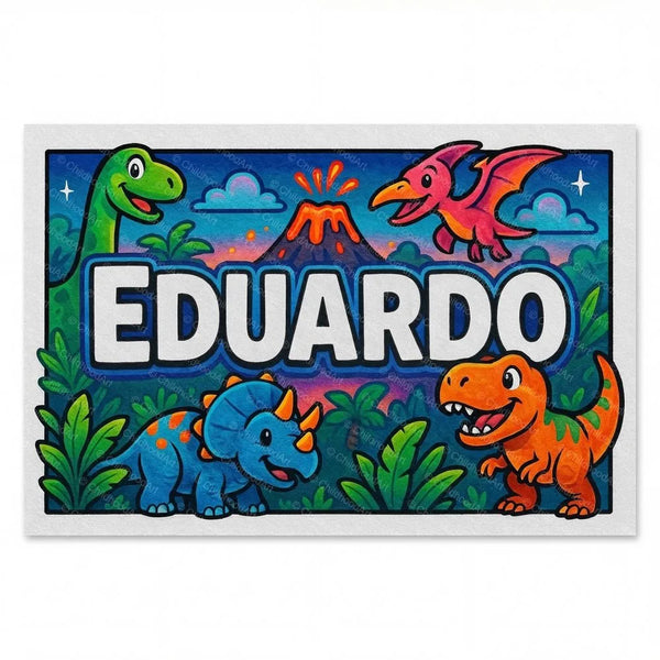 Eduardo Name Art - Dinosaur Adventure Personalized Wall Art