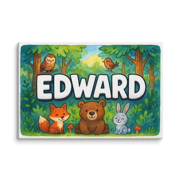 Edward Name Art - Forest Friends Personalized Wall Art