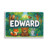 Edward Name Art - Forest Friends personalized wall print for kids